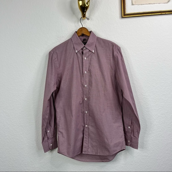 Bergdorf Goodman Gingham Tailored Fit Button Down Plaid Shirts - Picture 3 of 8